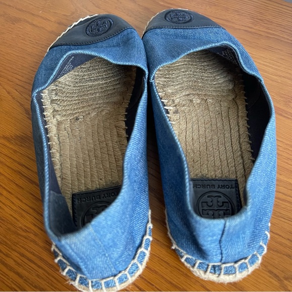 Tory Burch Color Block Espadrille Flats Denim Chambray/Navy Size 9 - Picture 13 of 16
